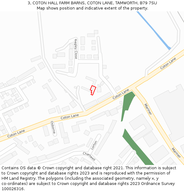 3, COTON HALL FARM BARNS, COTON LANE, TAMWORTH, B79 7SU: Location map and indicative extent of plot