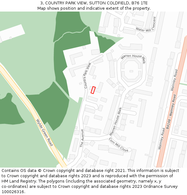 3, COUNTRY PARK VIEW, SUTTON COLDFIELD, B76 1TE: Location map and indicative extent of plot