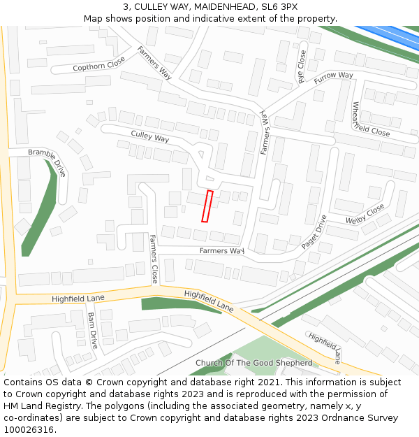 3, CULLEY WAY, MAIDENHEAD, SL6 3PX: Location map and indicative extent of plot