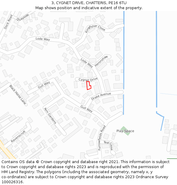 3, CYGNET DRIVE, CHATTERIS, PE16 6TU: Location map and indicative extent of plot
