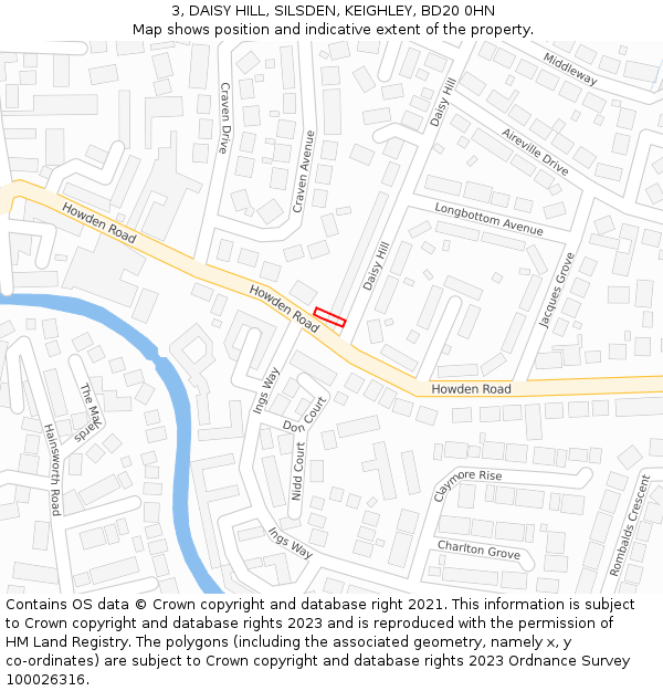3, DAISY HILL, SILSDEN, KEIGHLEY, BD20 0HN: Location map and indicative extent of plot