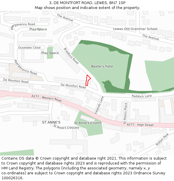 3, DE MONTFORT ROAD, LEWES, BN7 1SP: Location map and indicative extent of plot