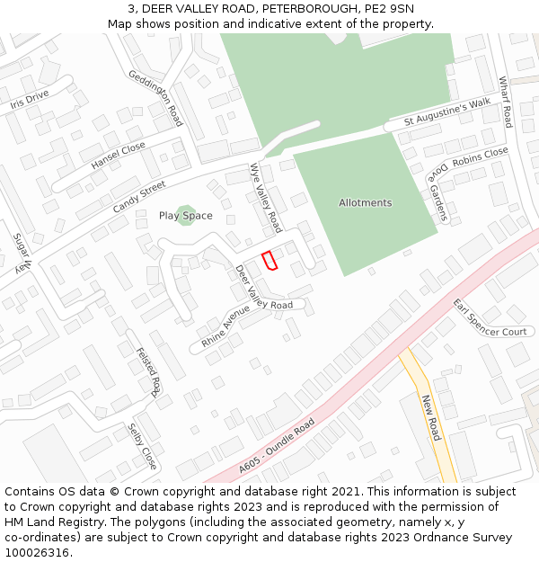3, DEER VALLEY ROAD, PETERBOROUGH, PE2 9SN: Location map and indicative extent of plot