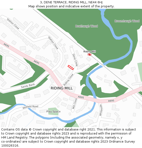 3, DENE TERRACE, RIDING MILL, NE44 6HJ: Location map and indicative extent of plot