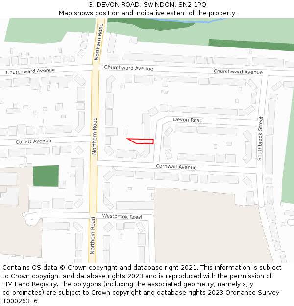 3, DEVON ROAD, SWINDON, SN2 1PQ: Location map and indicative extent of plot