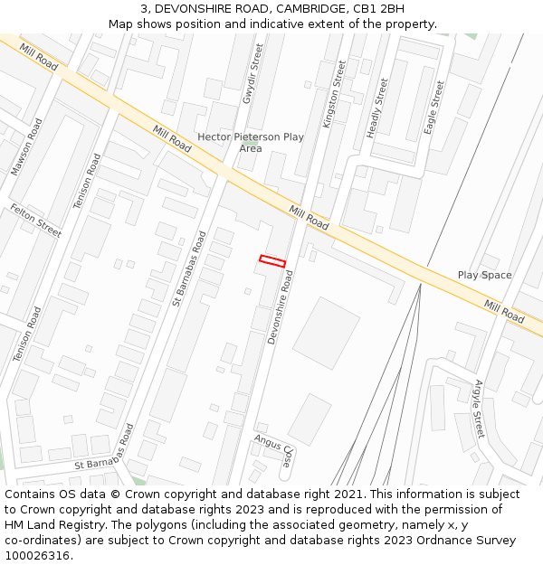 3, DEVONSHIRE ROAD, CAMBRIDGE, CB1 2BH: Location map and indicative extent of plot