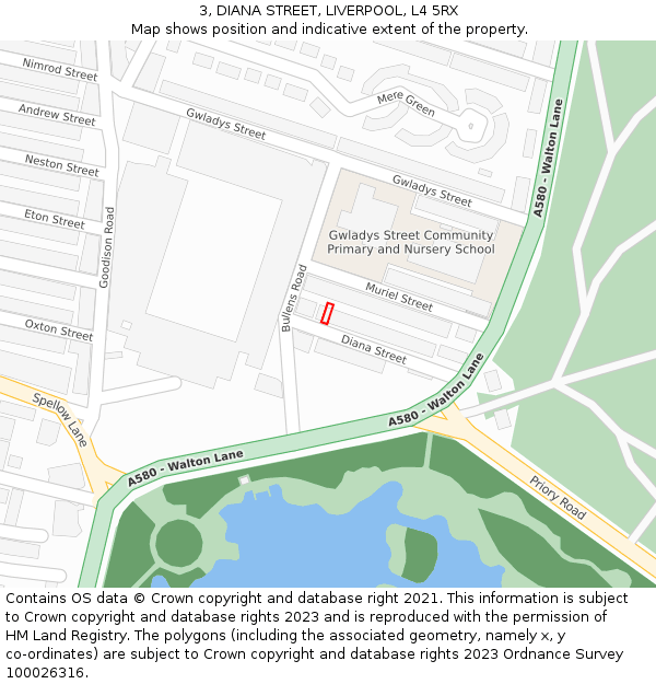 3, DIANA STREET, LIVERPOOL, L4 5RX: Location map and indicative extent of plot