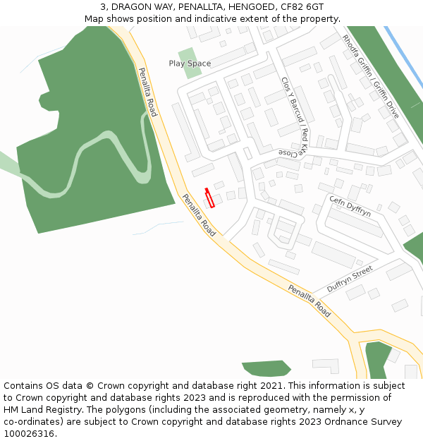 3, DRAGON WAY, PENALLTA, HENGOED, CF82 6GT: Location map and indicative extent of plot