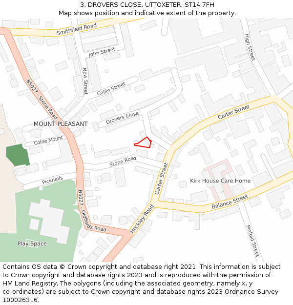 3, DROVERS CLOSE, UTTOXETER, ST14 7FH: Location map and indicative extent of plot