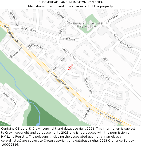 3, DRYBREAD LANE, NUNEATON, CV10 9FA: Location map and indicative extent of plot