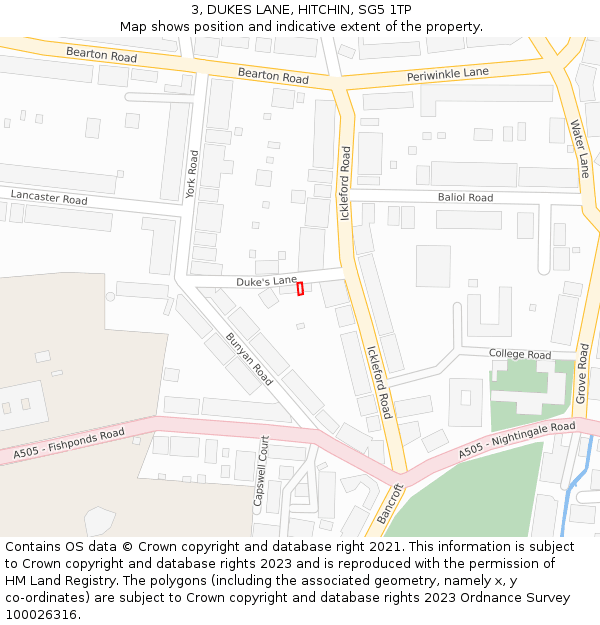 3, DUKES LANE, HITCHIN, SG5 1TP: Location map and indicative extent of plot