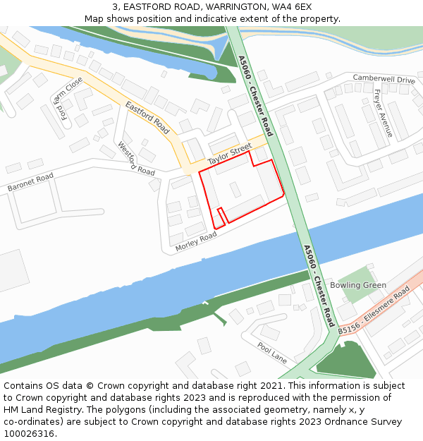 3, EASTFORD ROAD, WARRINGTON, WA4 6EX: Location map and indicative extent of plot