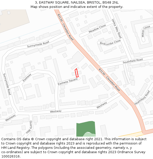 3, EASTWAY SQUARE, NAILSEA, BRISTOL, BS48 2NL: Location map and indicative extent of plot