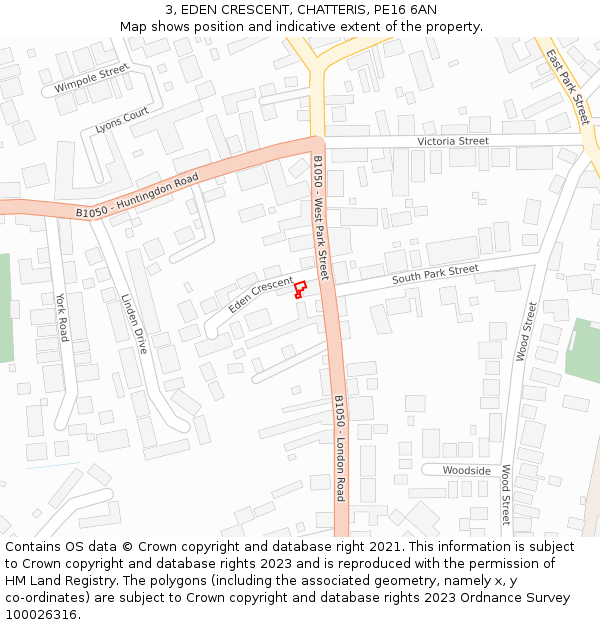 3, EDEN CRESCENT, CHATTERIS, PE16 6AN: Location map and indicative extent of plot