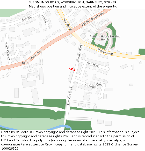 3, EDMUNDS ROAD, WORSBROUGH, BARNSLEY, S70 4TA: Location map and indicative extent of plot