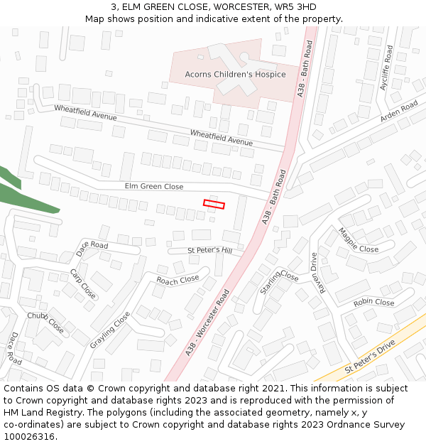 3, ELM GREEN CLOSE, WORCESTER, WR5 3HD: Location map and indicative extent of plot