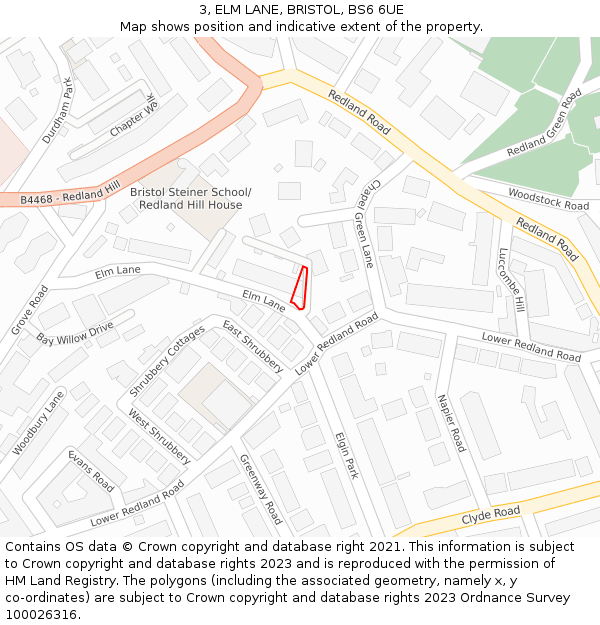 3, ELM LANE, BRISTOL, BS6 6UE: Location map and indicative extent of plot