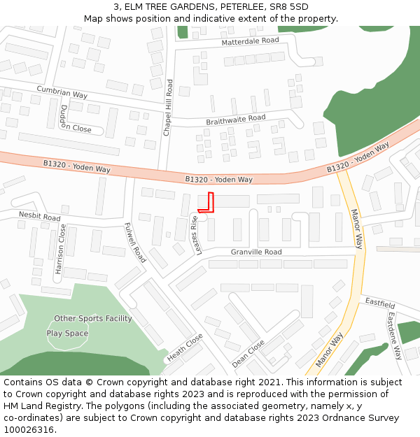 3, ELM TREE GARDENS, PETERLEE, SR8 5SD: Location map and indicative extent of plot