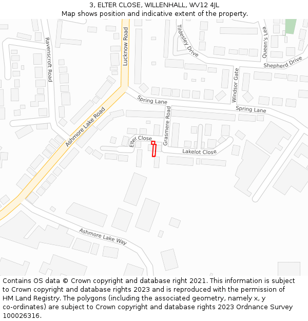 3, ELTER CLOSE, WILLENHALL, WV12 4JL: Location map and indicative extent of plot