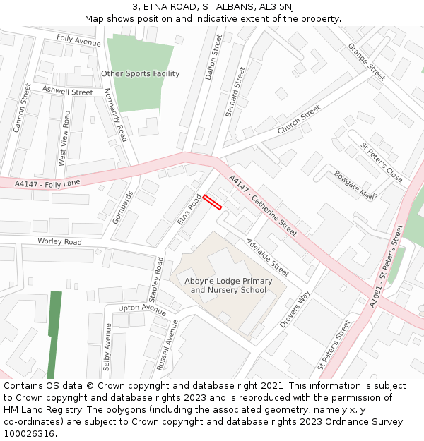 3, ETNA ROAD, ST ALBANS, AL3 5NJ: Location map and indicative extent of plot