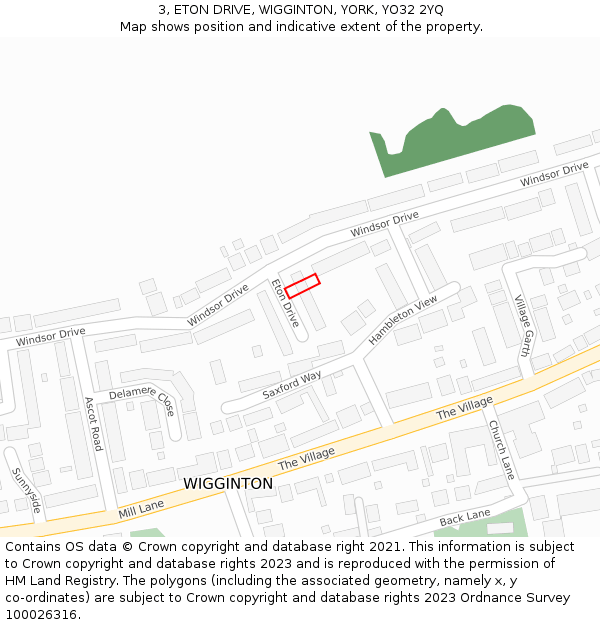 3, ETON DRIVE, WIGGINTON, YORK, YO32 2YQ: Location map and indicative extent of plot