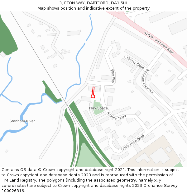 3, ETON WAY, DARTFORD, DA1 5HL: Location map and indicative extent of plot