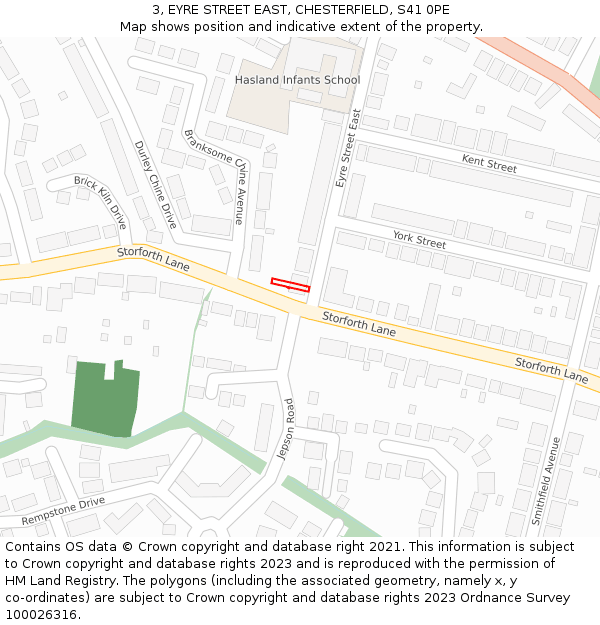 3, EYRE STREET EAST, CHESTERFIELD, S41 0PE: Location map and indicative extent of plot