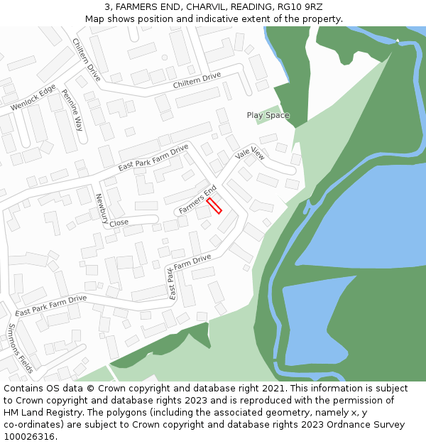 3, FARMERS END, CHARVIL, READING, RG10 9RZ: Location map and indicative extent of plot