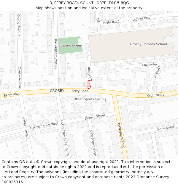 3, FERRY ROAD, SCUNTHORPE, DN15 8QG: Location map and indicative extent of plot