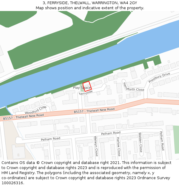 3, FERRYSIDE, THELWALL, WARRINGTON, WA4 2GY: Location map and indicative extent of plot