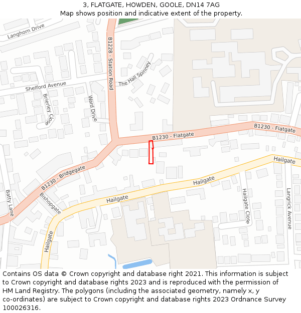 3, FLATGATE, HOWDEN, GOOLE, DN14 7AG: Location map and indicative extent of plot