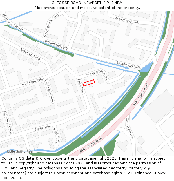 3, FOSSE ROAD, NEWPORT, NP19 4PA: Location map and indicative extent of plot