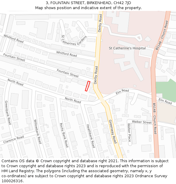 3, FOUNTAIN STREET, BIRKENHEAD, CH42 7JD: Location map and indicative extent of plot