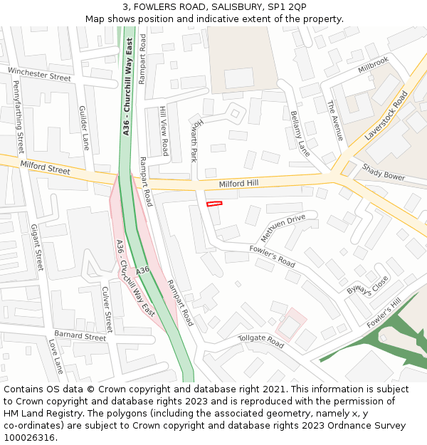3, FOWLERS ROAD, SALISBURY, SP1 2QP: Location map and indicative extent of plot