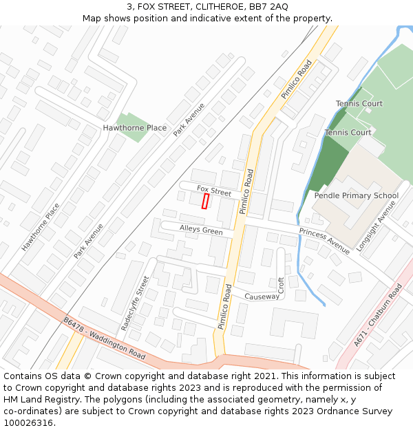 3, FOX STREET, CLITHEROE, BB7 2AQ: Location map and indicative extent of plot
