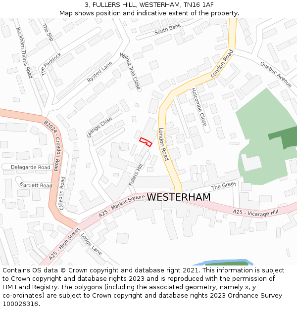 3, FULLERS HILL, WESTERHAM, TN16 1AF: Location map and indicative extent of plot