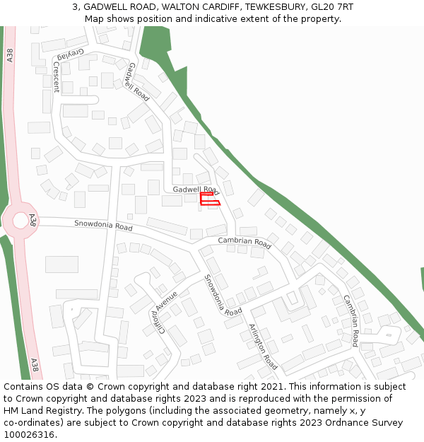 3, GADWELL ROAD, WALTON CARDIFF, TEWKESBURY, GL20 7RT: Location map and indicative extent of plot