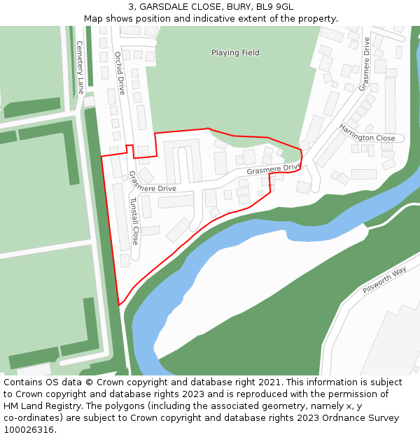 3, GARSDALE CLOSE, BURY, BL9 9GL: Location map and indicative extent of plot
