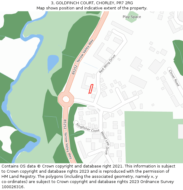 3, GOLDFINCH COURT, CHORLEY, PR7 2RG: Location map and indicative extent of plot