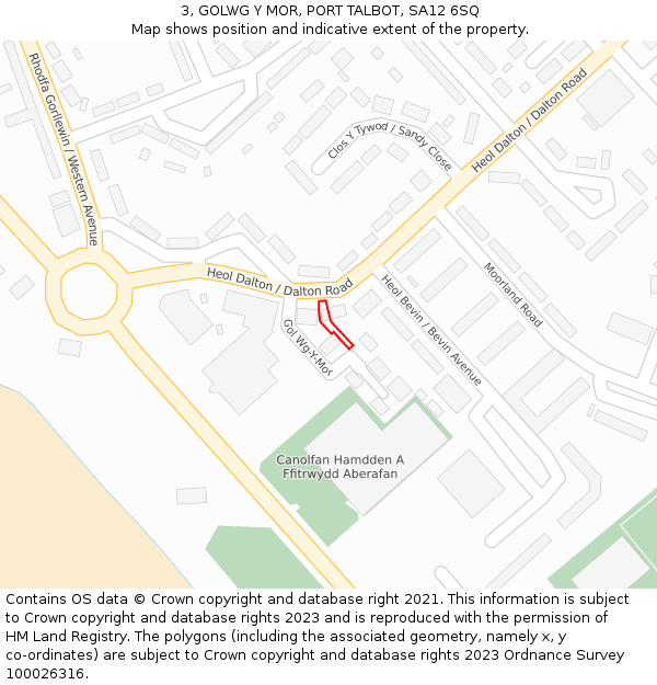3, GOLWG Y MOR, PORT TALBOT, SA12 6SQ: Location map and indicative extent of plot