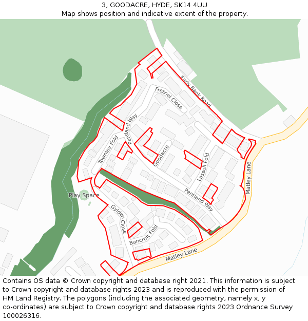 3, GOODACRE, HYDE, SK14 4UU: Location map and indicative extent of plot
