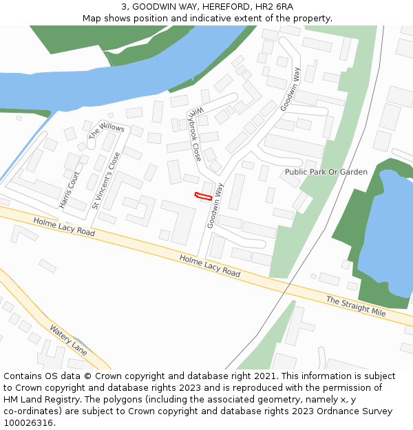 3, GOODWIN WAY, HEREFORD, HR2 6RA: Location map and indicative extent of plot