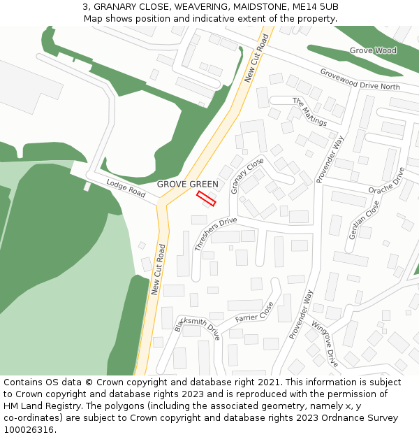 3, GRANARY CLOSE, WEAVERING, MAIDSTONE, ME14 5UB: Location map and indicative extent of plot