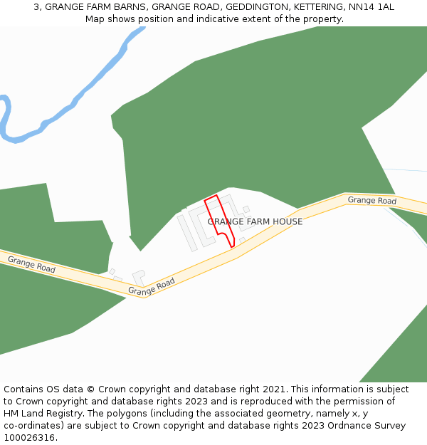 3, GRANGE FARM BARNS, GRANGE ROAD, GEDDINGTON, KETTERING, NN14 1AL: Location map and indicative extent of plot