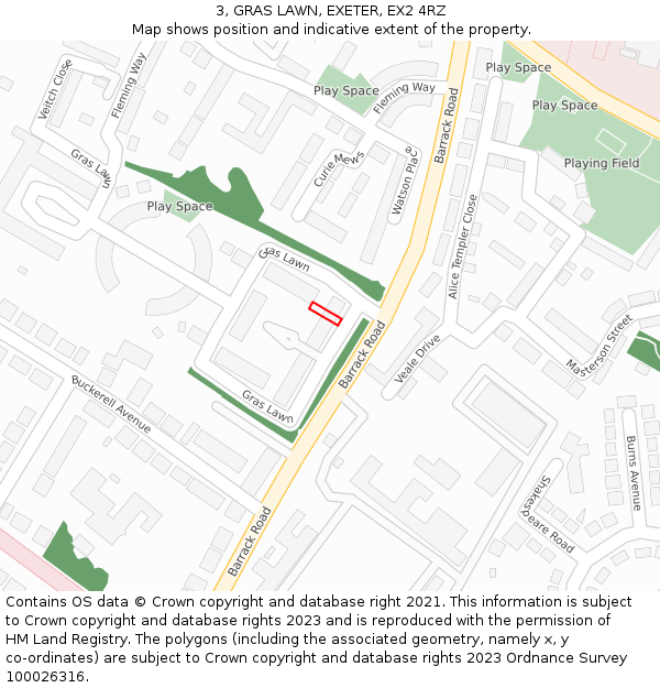 3, GRAS LAWN, EXETER, EX2 4RZ: Location map and indicative extent of plot