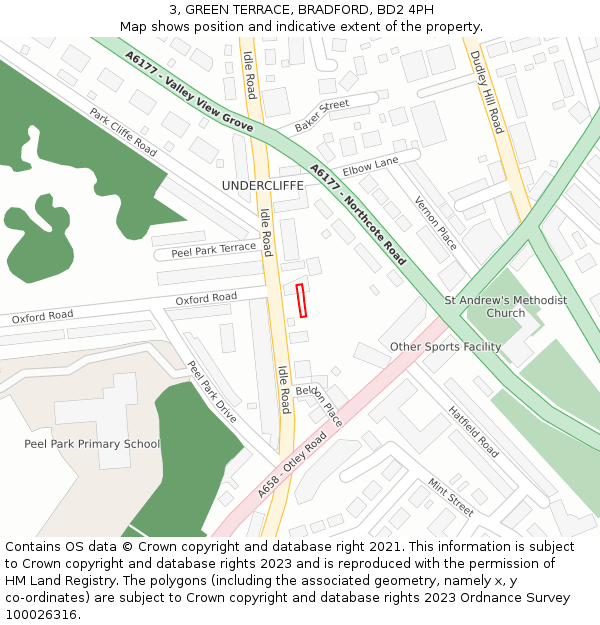 3, GREEN TERRACE, BRADFORD, BD2 4PH: Location map and indicative extent of plot