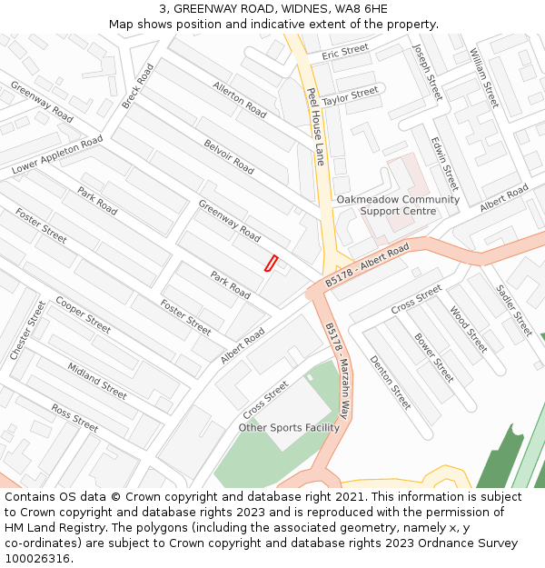 3, GREENWAY ROAD, WIDNES, WA8 6HE: Location map and indicative extent of plot
