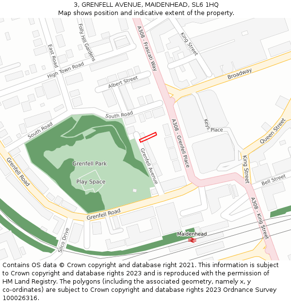 3, GRENFELL AVENUE, MAIDENHEAD, SL6 1HQ: Location map and indicative extent of plot
