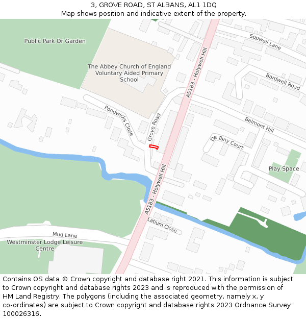 3, GROVE ROAD, ST ALBANS, AL1 1DQ: Location map and indicative extent of plot