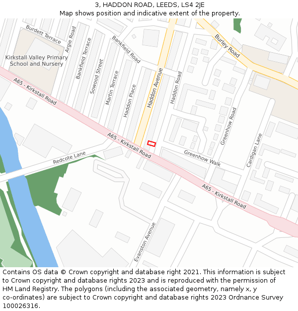 3, HADDON ROAD, LEEDS, LS4 2JE: Location map and indicative extent of plot
